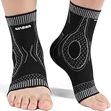 MASIOR Ankle Support Brace 2 Pack for Men & Women Compression Ankle Sleeves Socks for Plantar Fasciitis, Sprained Ankle, Ligament Damage, Achilles Tendonitis & Sports, Foot Pain Relief Brace - M - Image 1