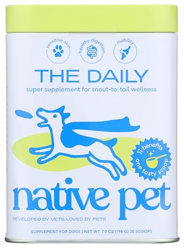 Native Pet The Daily Dog Vitamins & Supplements - 11-in-1 Multivitamin Powder for Dogs - Supports Whole Body Health, Digestion, Mobility & Immunity with Collagen, Glucosamine & Probiotics – 30 Scoops