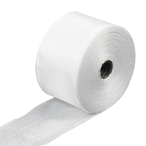 Rouler Tissu de Fibre de Verres Tissus, 5 cm X 30 m Rouler Isolant en Fibre de Rouleau, Verre Bande de Maille en Blanche, Isolant Thermique Protection Haute Température, pour Réparation et Travaux