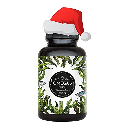 Omega 3 Fischöl Kapseln - 365 Kapseln im Jahresvorrat - Hochwertig: 1000mg Fischöl je Kapsel und den Omega 3 Fettsäuren EPA und DHA - aus nachhaltigem Fischfang, ohne unerwünschte Zusätze