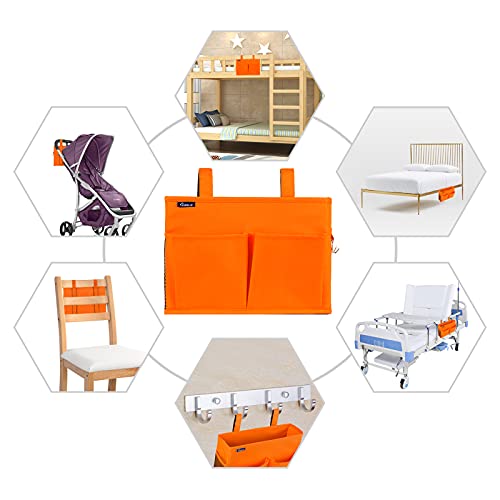 Image of Surblue Bedside Caddy Storage Hanging Organizer for Bunk and Hospital Dorm Rooms Beds Rails Orange