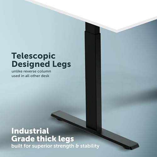 Image of JIN OFFICE Zenith Electric Height Adjustable Desk Frame| Standing Desk with 100 Kg Wt. Capacity & 3 Year Warranty| Sit Stand Table with 3 Memory Preset| Ergonomic Table for Home| Black Frame Only