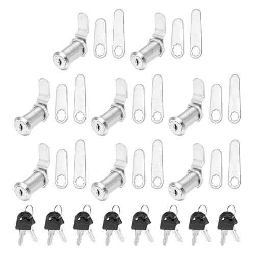 PATIKIL 1-1/2 Pollice Serrature per Armadietti con Chiave Uguali, 8 Pezzi Serratura a Camma di Ricambio per Cassetti RV Carrello di Stoccaggio Cassetta Postale, Argento