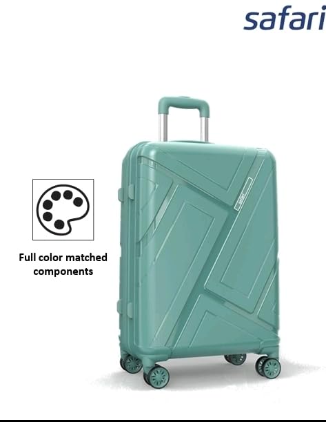 Image of Safari Regentt Hard Sided Polyproplyene Luggage| Securi Anti-Theft Zipper | Recessed Combination Lock | 8 Wheels | Lightweight Check-in & Cabin Trolley Bags |