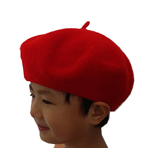 Kids Girls Boys Solid Color Classic French Style Beret Beanie Hat2