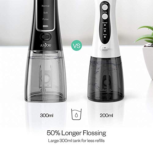 Water Flosser Cordless for Teeth, Anjou 300ML Professional Dental Oral Irrigator, Portable and Rechargeable IPX7 Waterproof Powerful Battery Life Teeth Cleaner for Home Travel, Braces and Bridges Care - Thumbnail 6