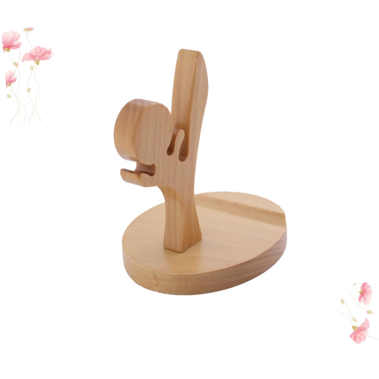 3 Piezas Soporte de Madera Natural para Móvil con Diseño Kung Fu Antideslizante para Escritorio y Mesa