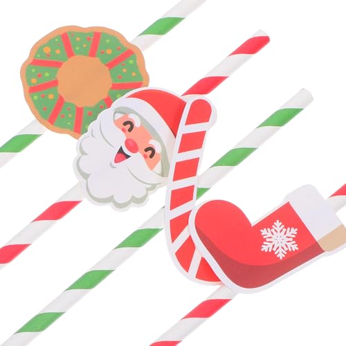 Pitillos de papel navideños multicolor de 48 piezas miniatura 4