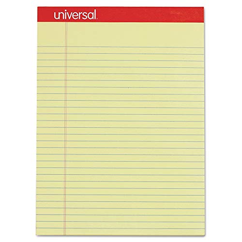 Universal 10630 Perforated Edge Writing Pad, Legal/Margin Rule, Letter, Canary, 50-Sheet (12 pads per pack) , 8.5