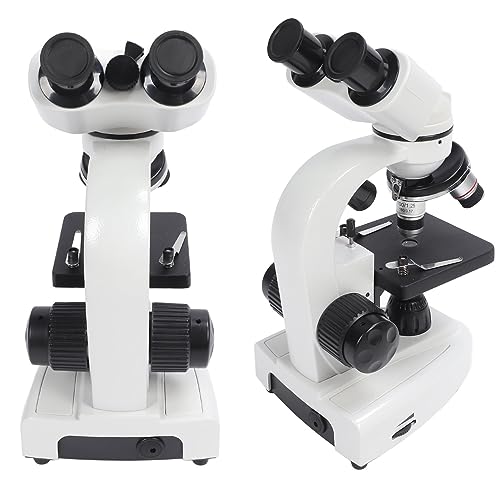 Image of Professional Compound Microscope 40X 5000X Magnification Metal Body with LED Lighting System Two Layer Mechanical Stage Fine Focus for Laboratory Inspection