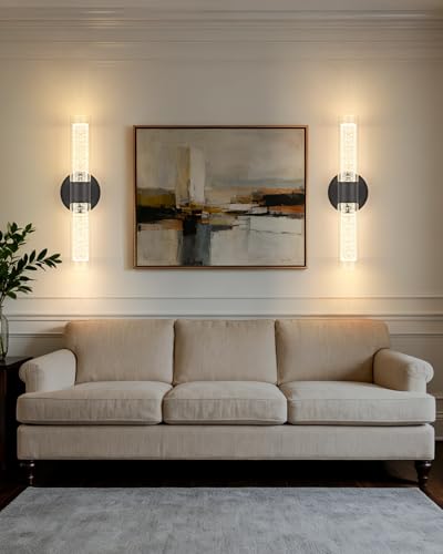 Image of OKELI Battery Operated Crysta Wall Sconces, Black Battery Wall Sconce with Remote Control, LED Rechargeable Sconces, 3000K-6000K Wireless Wall Light for Bedroom, Living Room, Hallway, 1 Pack