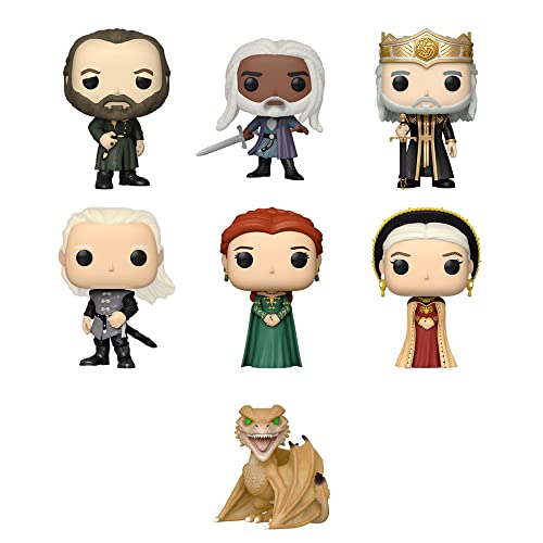 Funko Pop! House of The Dragon - Set of 7 - Rhaenyra Targaryen, Syrax, Alicent Hightower, Daemon Targaryen, Viserys Targaryen, Coryls Celaryon and Otto Hightower