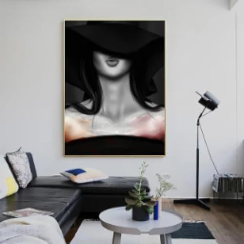 Affiche sur toile haut de gamme femme sexy noir et blanc décoration salon TONGYINLI - 2