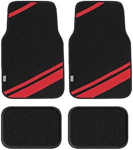 FH Group Car Floor Mats - Carpet Floor Mats for Cars, Universal Fit Automotive Floor Mats, All Purpose Car Floor Mats, Carpet Protector Mat for Most Sedan, SUV, Truck Floor Mats Red