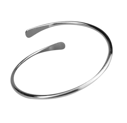 Miniatura 7 de Brass Cuff Bracelets Set, African Brass Bangles For Women, Hammered Ends Stacking Bracelets, Boho Tribal Cultural Jewelry (1 Silver Plated Divine