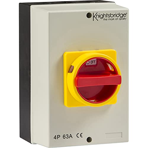 Knightsbridge INAV0027 IP65 63A Rotary Isolator 4P Ac (230V-415V), Grey