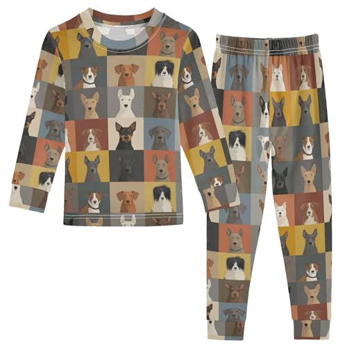 Cartoon Pajamas Set Dog Long Sleeve PJs Cotton Jammies Sleepwear Top and Pants Multicolor