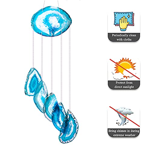 Agate Slice Wind Chime,Handmade Healing Wooden Windchime For Indoor Outdoor Decoration Hanging Window Ornament #TOP2