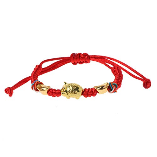 Lucky Red String Braided Golden Pig Charm Bracelets Fashion Jewelry Stylish and Popular