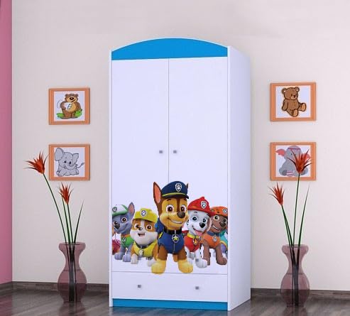 Armoire pour enfants BDW bleu imprimés couleurs sûres motif Super Hunde 187 cm