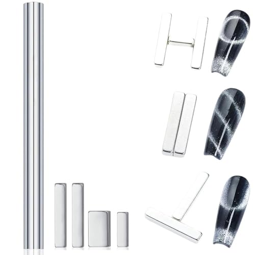Image of THR3E STROKES 5 Pieces Cat Eye Nail Magnet for Magnetic Gel Polish - Wood Stick Design Tool for DIY Home, Salon, Studio (5PCS MINI SET)