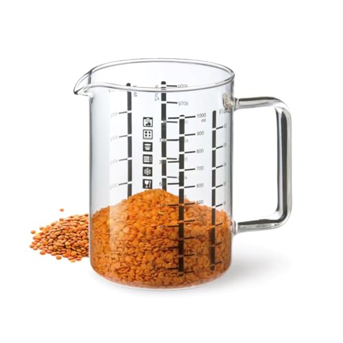 Verre mesureur avec anse, contenance 1 l, dimensions 150 x 150mm - verre borosilicate -très haute résistance 3843 SIMAX