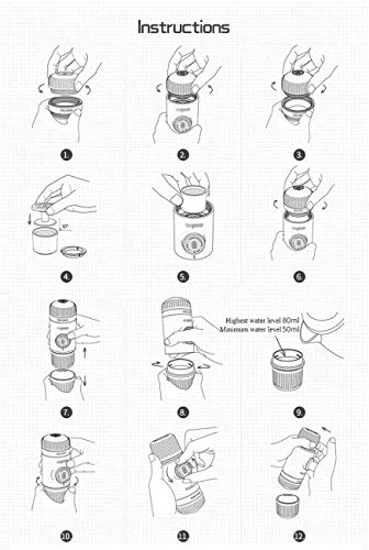 BXU-BG Cafetera portátil Manual del café express de la máquina Compatible with café molido y Nanopresso Cápsula… - Imagen 5