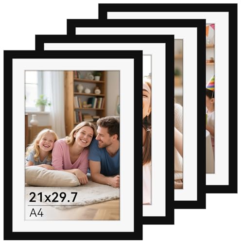 Zouway Cornice 4 pezzi A4, cornice 21x30 nera, cornice per