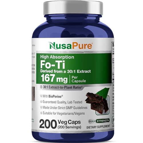NusaPure Fo-Ti Capsules, 167 mg, 200 Veg Capsules (Non-GMO, Vegan)