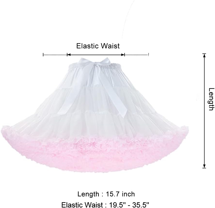 Women's Elastic Waist Chiffon Petticoat Puffy Tutu Tulle Skirt Princess Ballet Dance Pettiskirts Underskirt - Image 3
