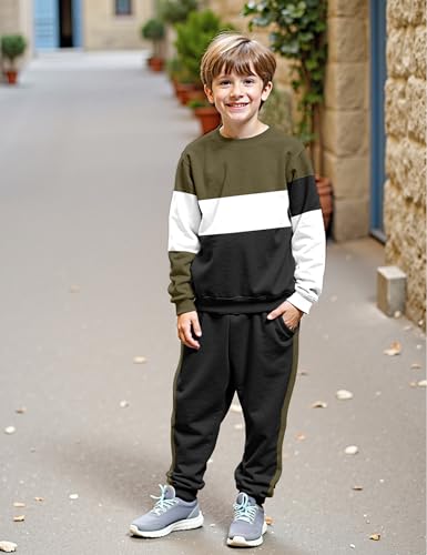 Boys Clothes Long Sleeve Color-blocked Sweatshirt Tops and Pants Winter Outfits Kids Clothes Boys for 6-16 Years2