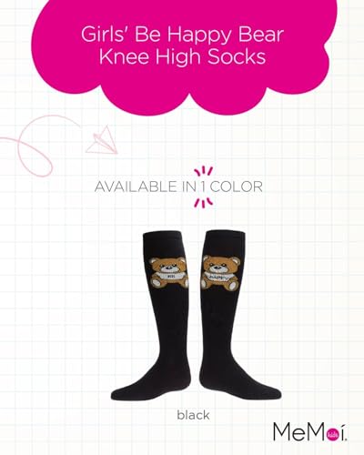 MeMoi Girls' Be Happy Bear Knee High Socks2