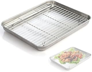 Air Conditioner Condensate Drain Pan Indoor Outdoor Unit Water Collecting and Drainage Drip Tray Kit Collector,Stainless Steel Baking Tray with Cooling Rack - Easy Clean Cookie Sheet & Drip