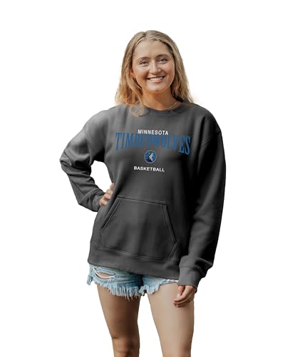 Blue 84 Minnesota Timberwolves NBA Officially Licensed Women's Pocket Crewneck Sweatshirt Embroidery, Alternate Color, Medium