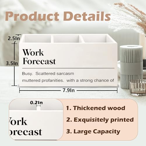 Image of Funny Work Forecast Wooden Pen Pencil Holder for Office Desk Accessories, Gifts for Work Friends Women Men, Coworkers Gifts Makeup Brush Toothbrush Holder Organizer