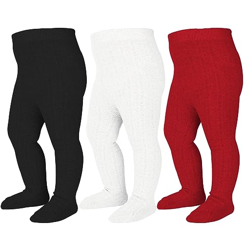 Image of Mini angel Baby Tights Cable Knit Tights Baby Leggings Seamless Cotton Stockings Pantyhose 3/4 Pack for Infants Toddlers 0-4T