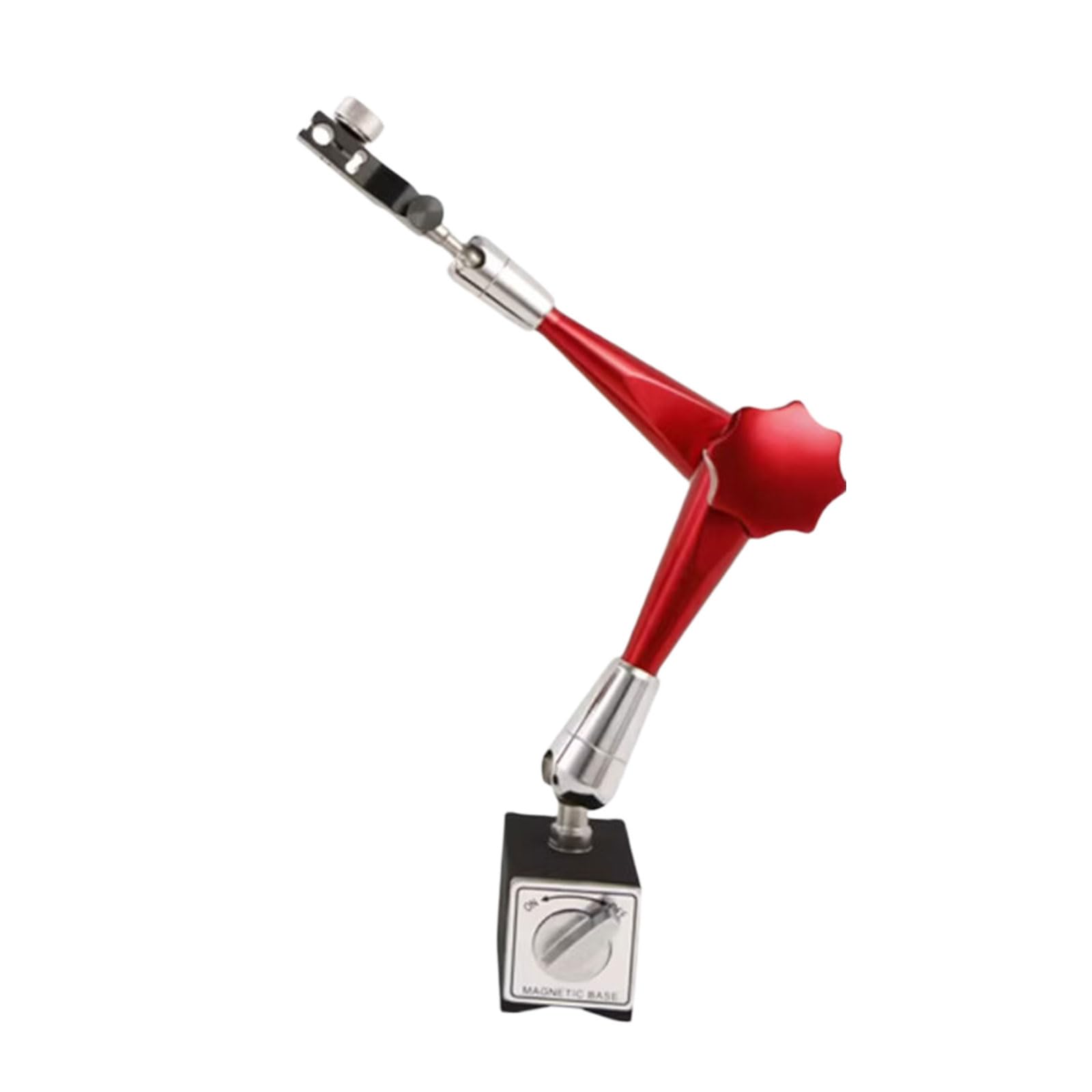 Hsioluted Hj3 Stand With 3-Joint Red Arm For Measurement Base Dials Indicators Stand With Flexible Adjustable Arm For Tight Space