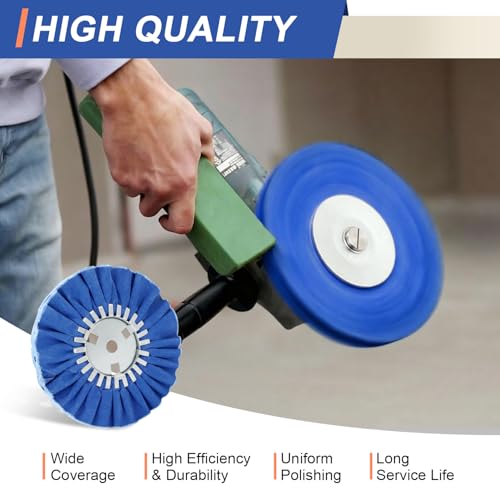 Airway Buffing Wheel Kit 8in Extra Thick 16Ply, 5/8in Arbor Hole Aluminum Wheel Polishing kit 3pcs (1* Coarse & 1*Medium & 1*Fine) for Angle Grinder Metal Automotive Body Rim Polishing