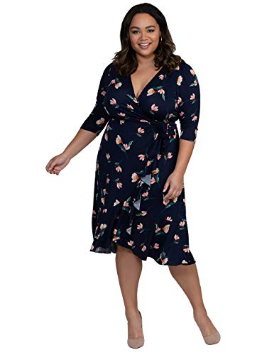 Kiyonna Women's Plus Size Flirty Flounce Wrap Dress 4X