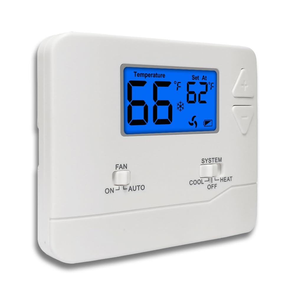 Termostato digital no programable para sistemas domésticos de una sola etapa, 1 calor/1 frío, fácil instalación, retroiluminación azul