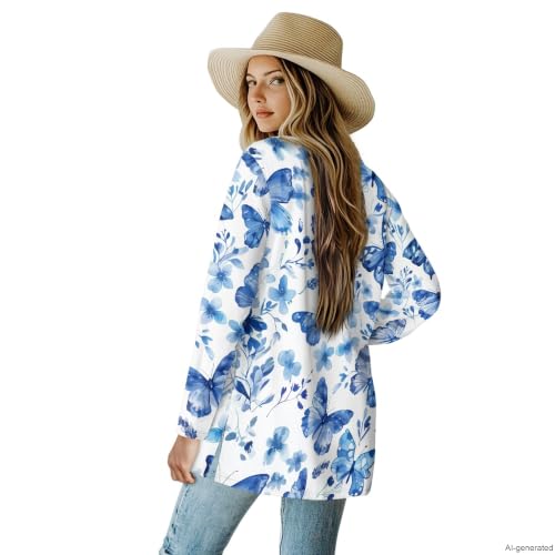 Image of Cardigan Sweaters for Women Long Sleeve Cardigan Soft Drape Open Front Fall Dusters V-Neck Jackets Dressy Loose Coat