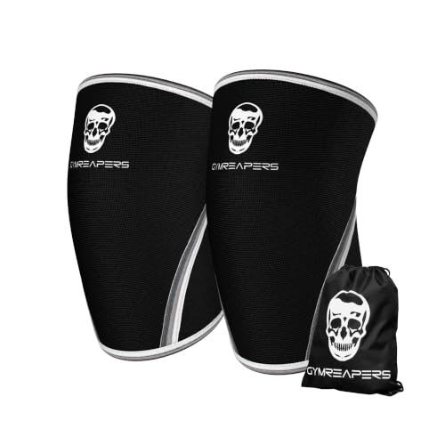 Gymreapers Knee Sleeves 1 Pair with Gym Bag - IPF Approved - Support Compression Brace for Squats Fitness Weightlifting Cross Training Powerlifting - 7MM Neoprene Sleeves - For Men & Women Bl product thumbnail 10