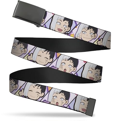 Buckle-Down Crunchyroll Belt, Flip Web Belt Dr Stone Chibi Gen Asagiri Expression Blocks