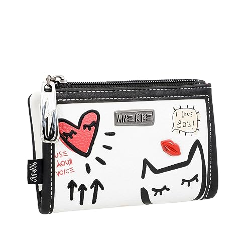 Anekke - Cartera Mediana de Mujer - Billetero de Polipiel con Doble Cierre (Cremallera y Lengüeta) - Colección Fun & Music - Accesorios y Complementos Elegantes - Dimensiones: 15 x 10 x 3 cm