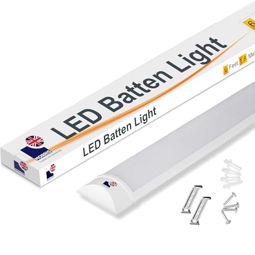 Morris LED Batten Slimline Tube Light 2FT 3FT 4FT 5FT 6FT Wall/Ceiling Mount (6000k) (6FT (180cms))