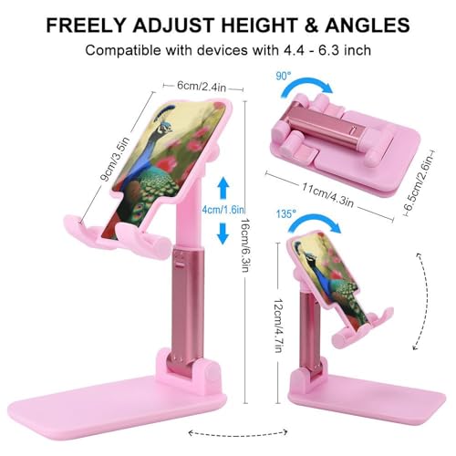 Support de téléphone portable pliable bureau réglable smartphone iPhone Android fleurs paon - 2