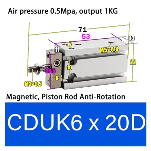 Vérin anti-rotation CDUK6 alésage 6 mm pour résoudre les manque de place - 3