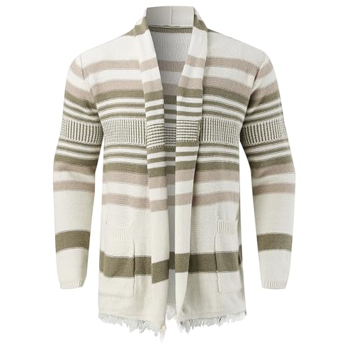 Mens Loose Fit Sweater Cardigan Flip Collar Side Pockets Knitwear Winter Warm Thickening Soft Knit Outerwear