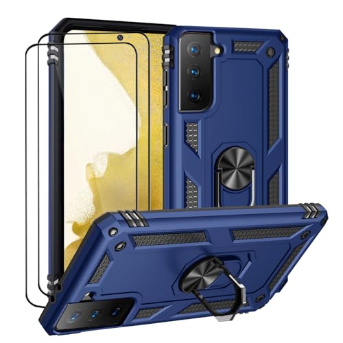 Coque Samsung S22 blindée bleue avec double film écran rigide