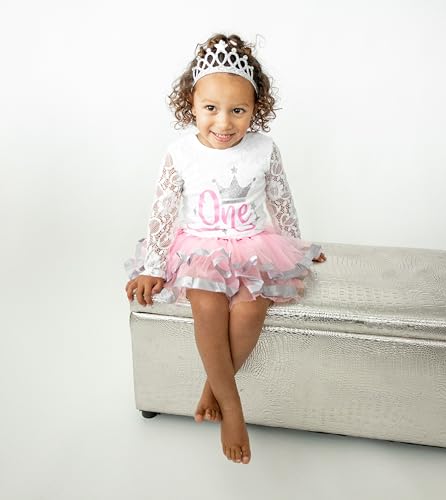Image of Luke and Lulu First Birthday Outfit Girl - 1st Birthday Princess Crown Tutu Set